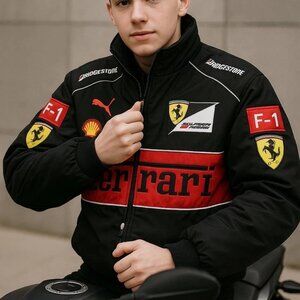 Ferrari F1 Racing Jacket Unisex BNWT Red and Black Insulated Embroidered Logo